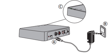 A drawing of a device connected to a charger.